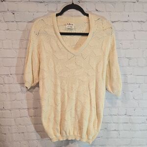 Vintage Aileen Ivory Short Sleeve Sweater Size S